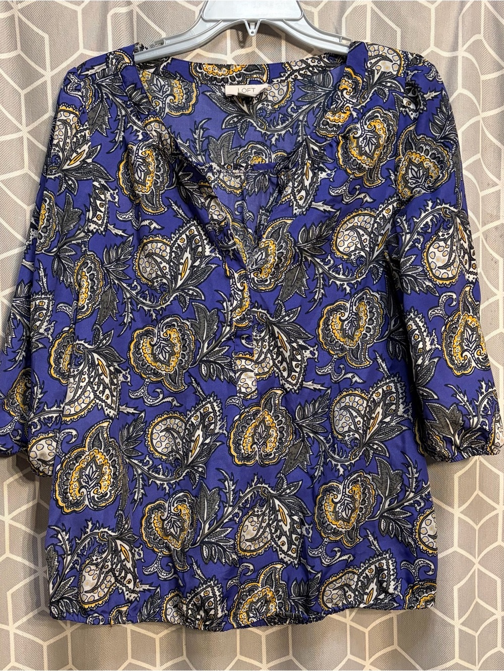 LOFT Purple Paisley Split-Neck Tunic